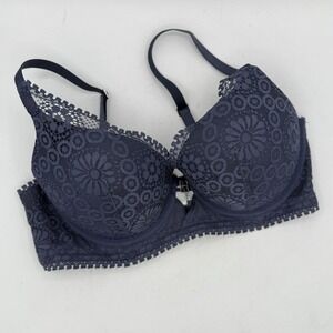Aerie Real Power Plunge Push Up Joy Lace Bra --‎ Indigo Purple 34D NEW